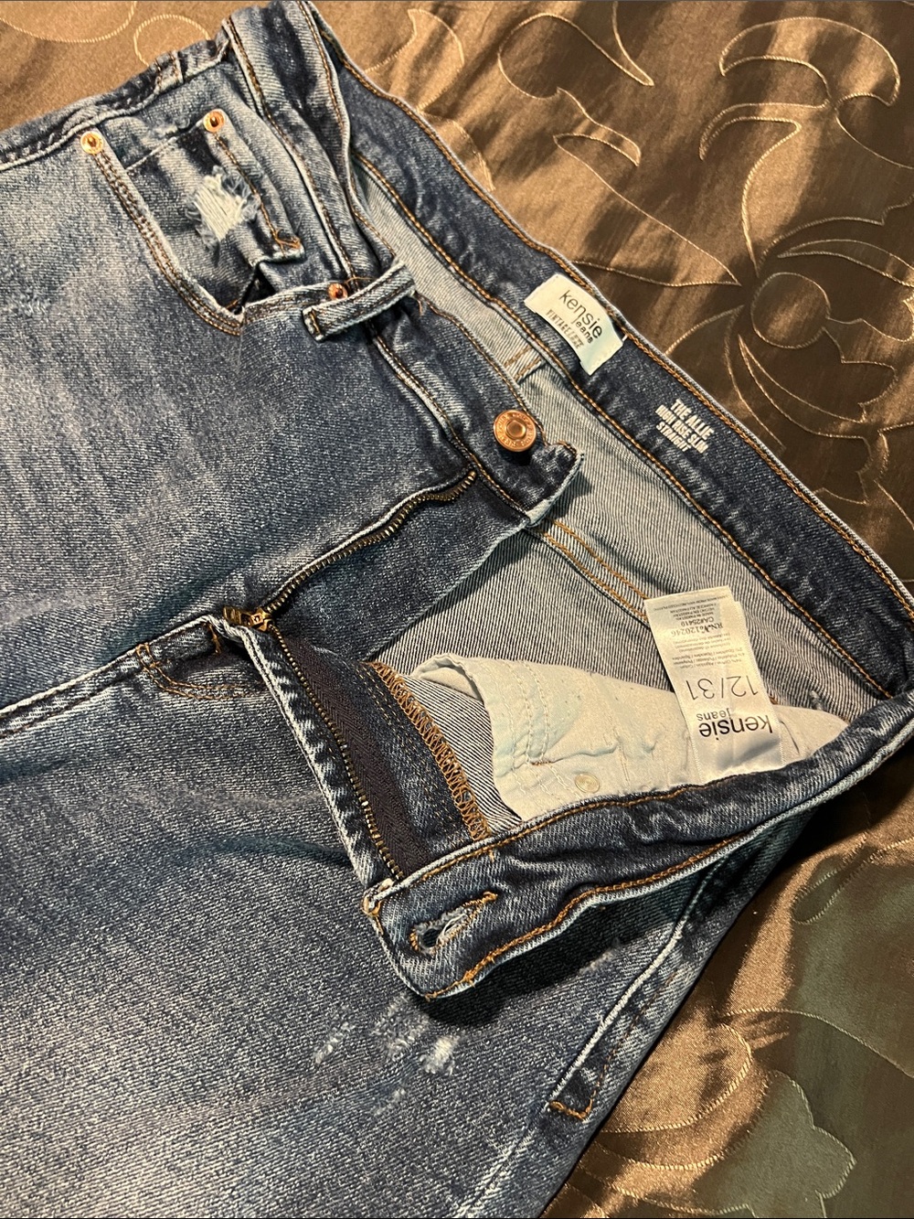 Kensie Allie High Rise Slim Straight Ankle Crop Med. Blue Distressed Jeans 12/31 - Picture 12 of 13
